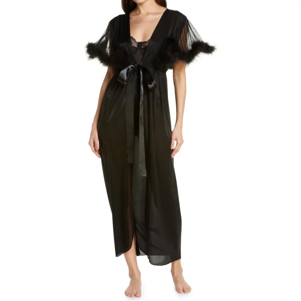 Coquette Feather Trim Robe in Black Cover