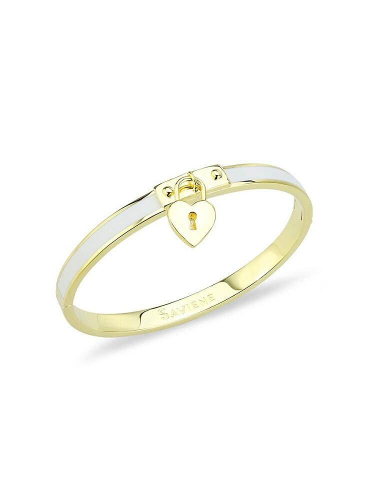 SAVIENE Women's Padlock 18K Goldplated & Enamel Heart Bracelet Cover