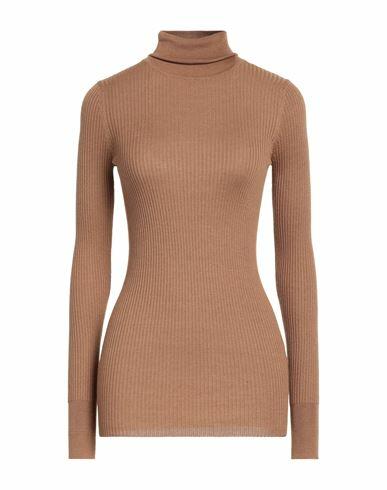 Wild Cashmere Woman Turtleneck Camel Silk, Cashmere Cover