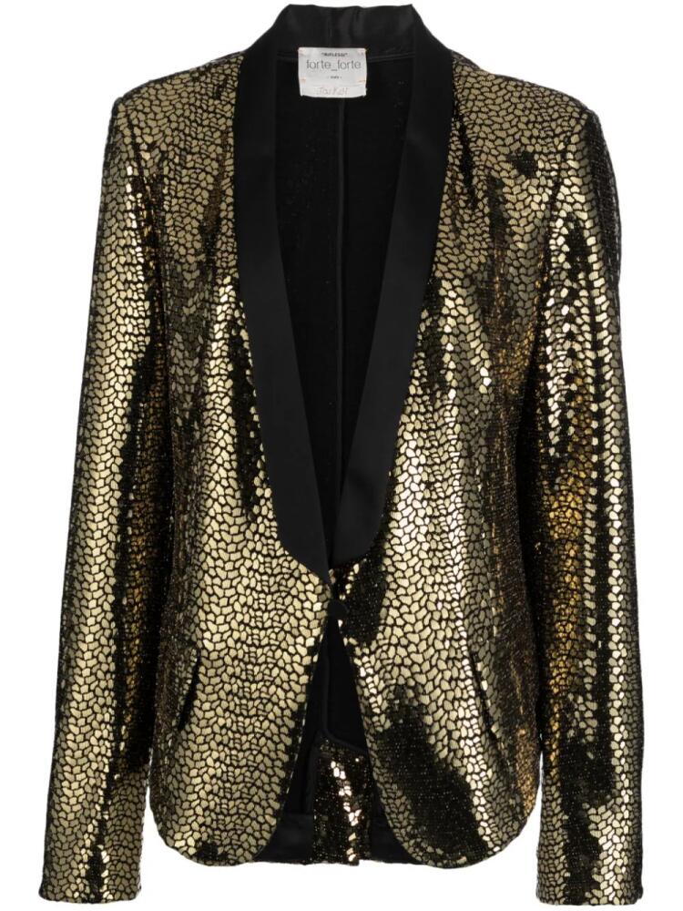 Forte Forte abstract-pattern metallic-effect blazer - Gold Cover