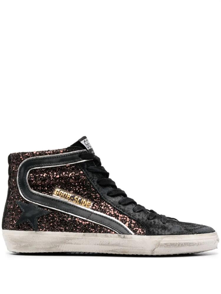 Golden Goose Slide glitter high-top sneakers - Black Cover