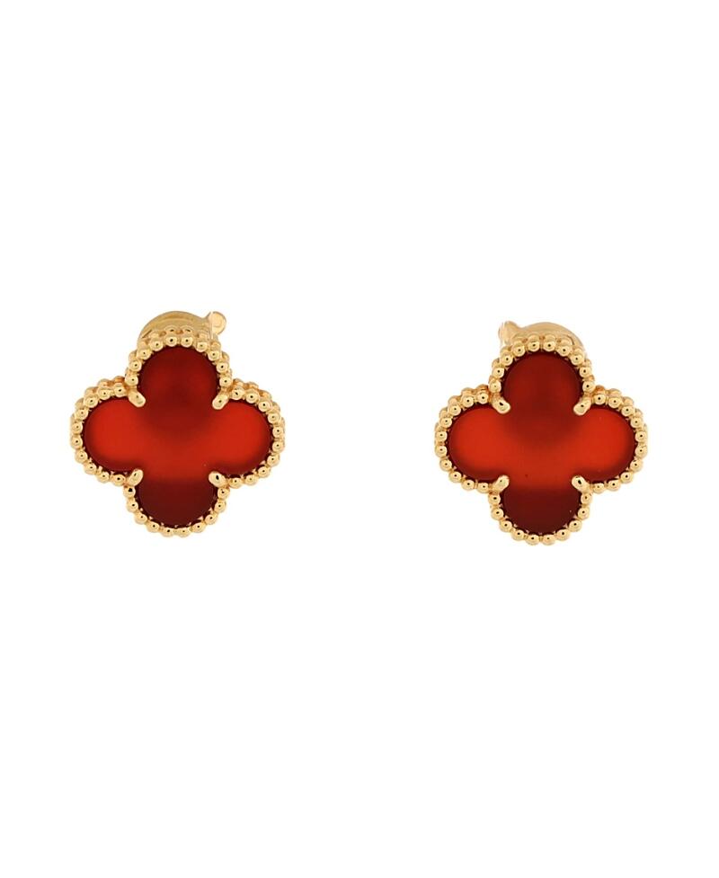 Pre-Owned Van Cleef & Arpels Vintage Alhambra Earrings 18K Gold and Carnelian Cover