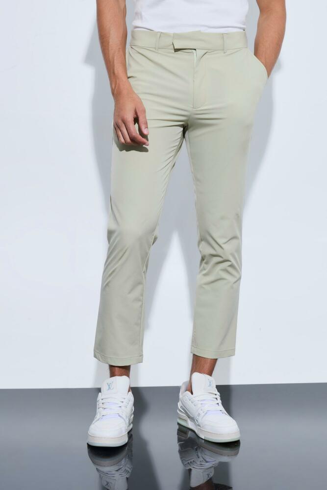 boohoo Mens Stretch Tailored Cropped Pants - Green Cover