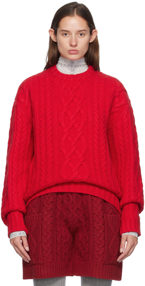 JW Anderson Red Cable Knit Crewneck Sweater Cover