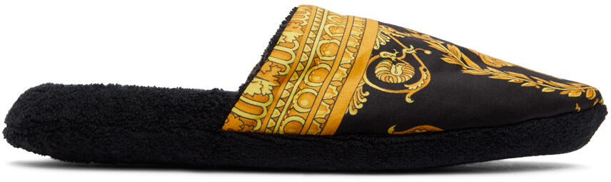 Versace Underwear Black Baroque Slippers Cover