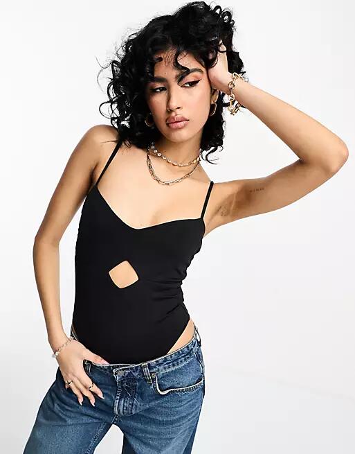 NA-KD cut out front bodysuit in black Cover