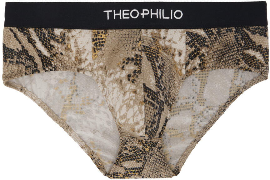 Theophilio SSENSE Exclusive Beige Snake Swim Briefs Cover