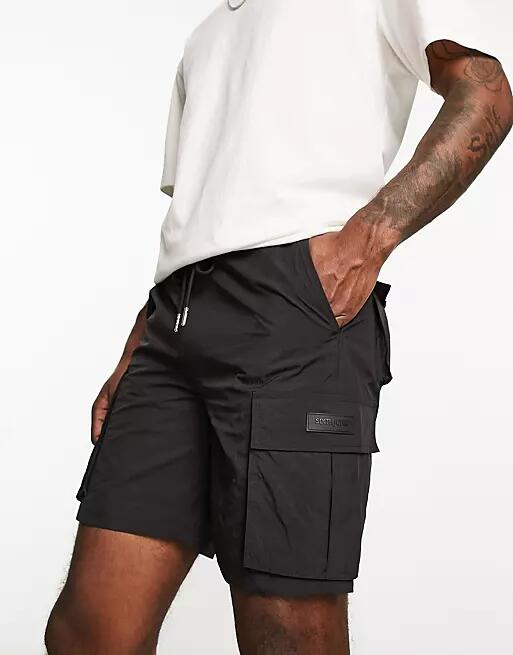 Sixth June utility cargo shorts in black Cover