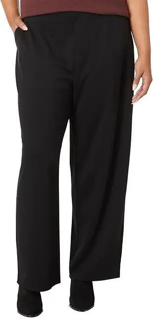 NIC+ZOE Plus Size 29 Drapey Ponte Wide Leg Ankle Pants (Black Onyx) Women's Clothing Cover