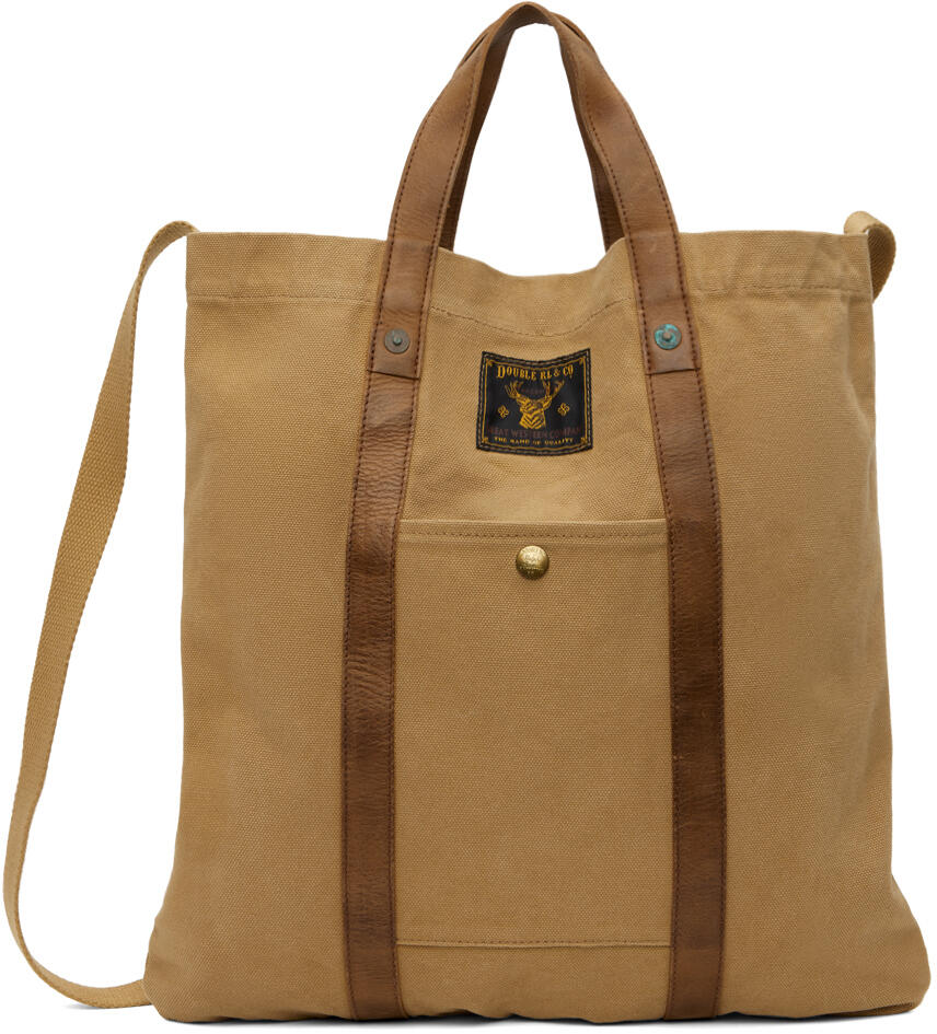 RRL Beige Leather Trim Canvas Tote Cover