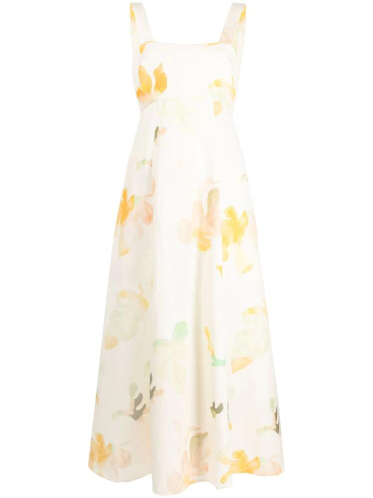 Acler Tate watercolour-print midi dress - Yellow Cover