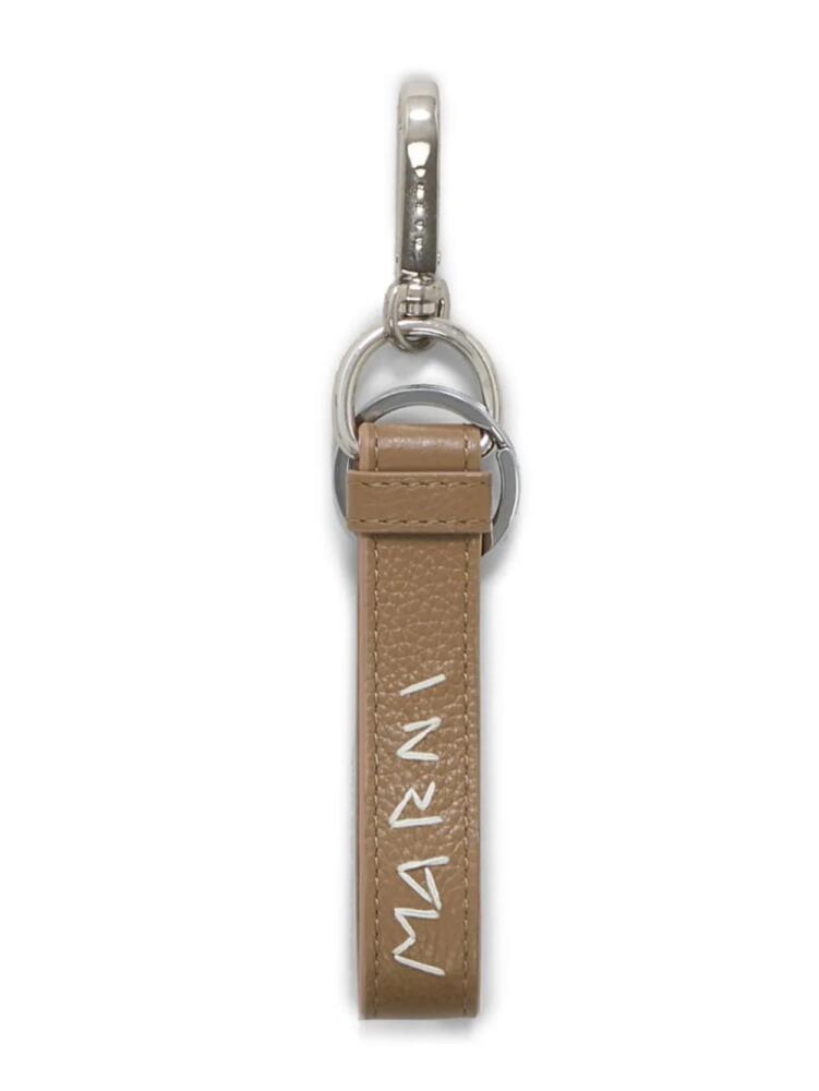 Marni logo-embroidered leather keyring - Green Cover