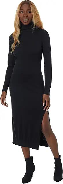 MICHAEL Michael Kors Turtleneck Slit Midi Dress (Black) Women's Dress Cover