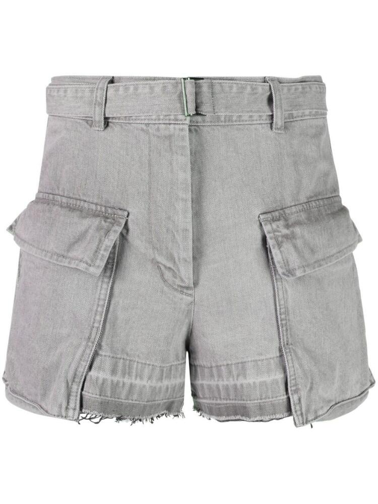 sacai belted-waist high-waisted shorts - Grey Cover