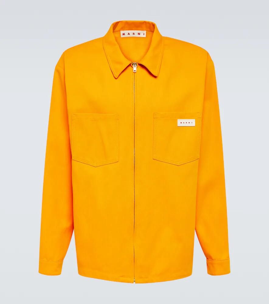 Marni Logo cotton-blend gabardine overshirt Cover