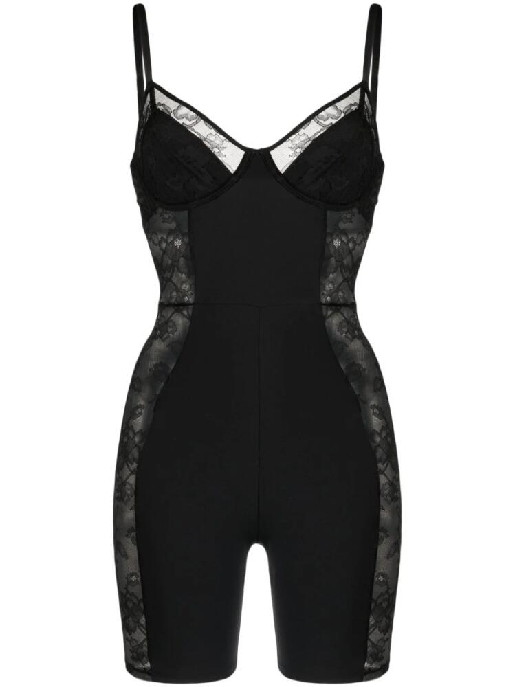 Fleur Du Mal floral-lace bustier-style playsuit - Black Cover