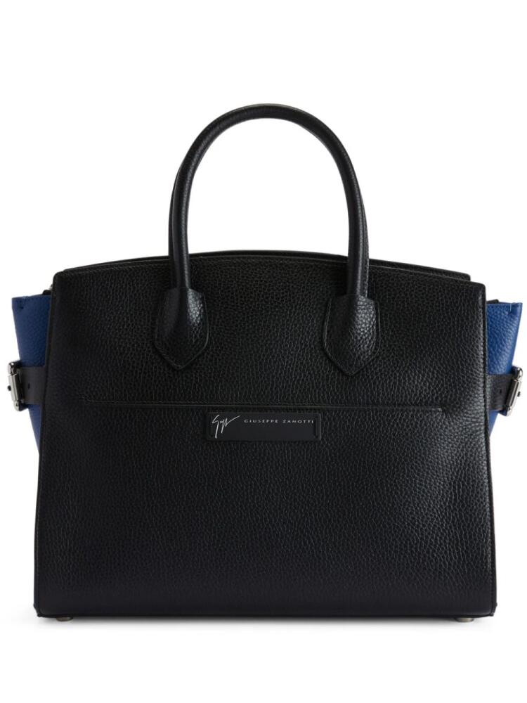 Giuseppe Zanotti logo-patch leather tote bag - Black Cover