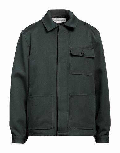 Golden Goose Man Shirt Dark green Wool Cover