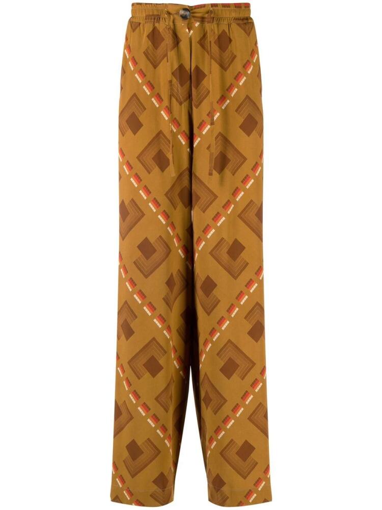 Pierre-Louis Mascia patterned wide-leg trousers - Brown Cover