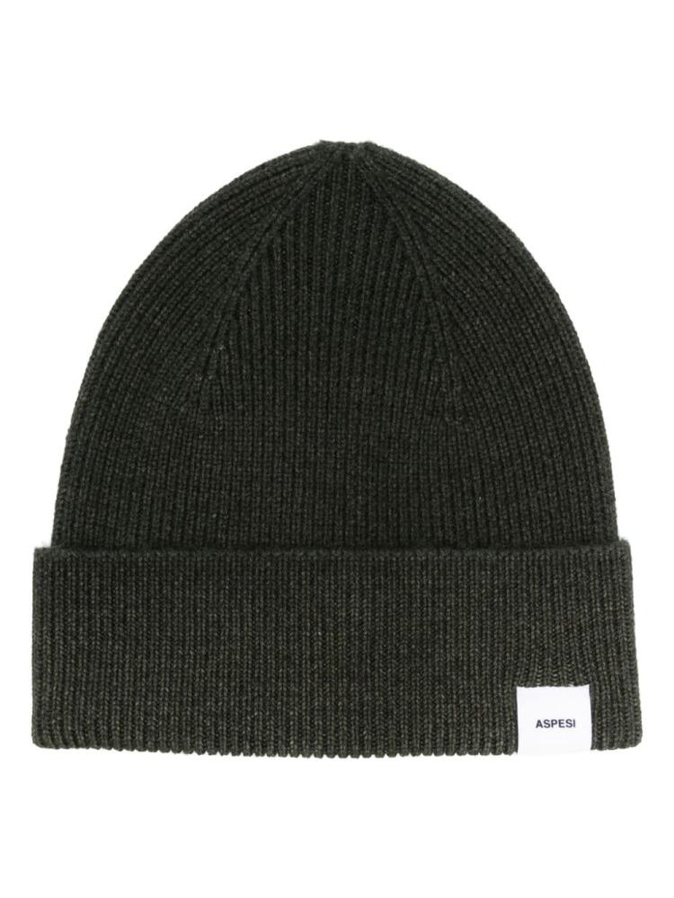 ASPESI logo-patch beanie - Green Cover