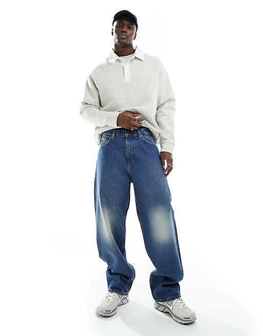 Weekday Galaxy baggy fit straight leg jeans in blue era Cover