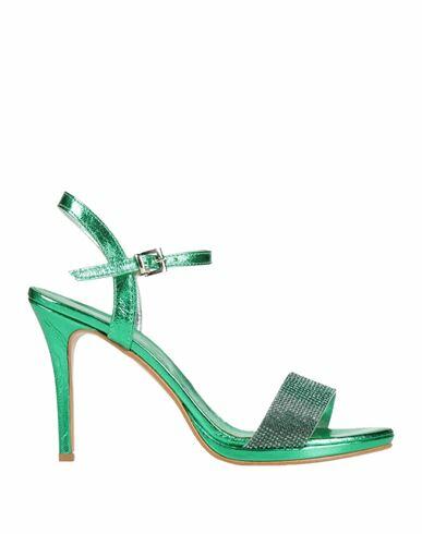 Divine Follie Woman Sandals Green Textile fibers Cover