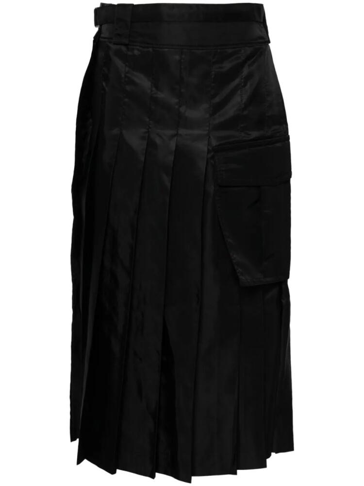 sacai pleated twill midi skirt - Black Cover