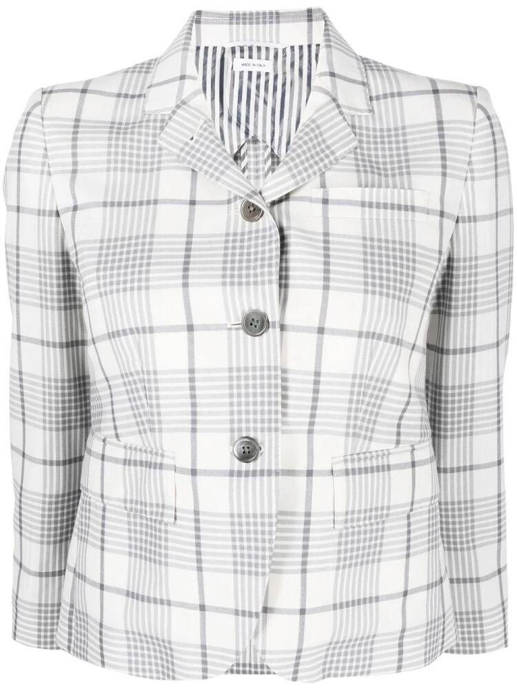 Thom Browne check-pattern cropped blazer - Grey Cover