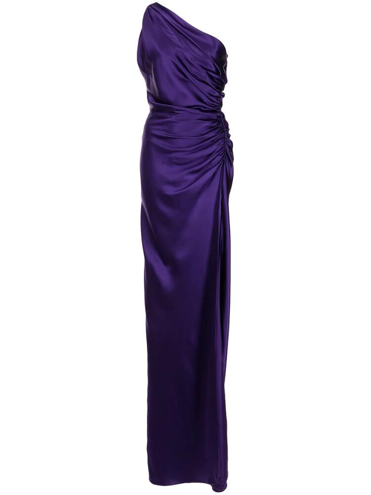 Michelle Mason one-shoulder silk gown - Purple Cover