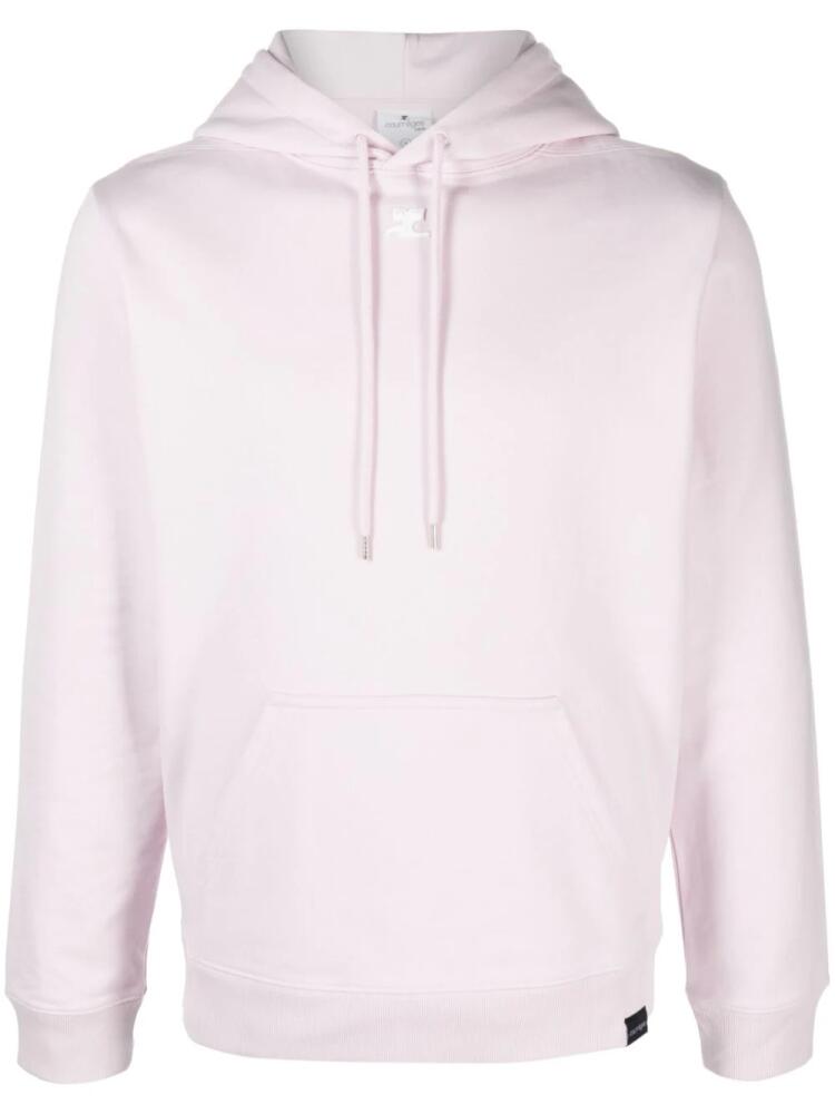 Courrèges logo-embroidered cotton hoodie - Pink Cover