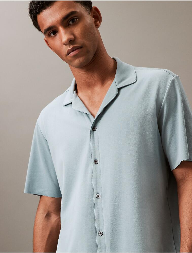 Calvin Klein Men's CK Black Button-Down Sleep Shirt - Blue Cover