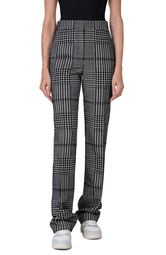 Akris punto Chio Houndstooth Plaid Stretch Cotton Straight Leg Pants in Black-Cashew Cover