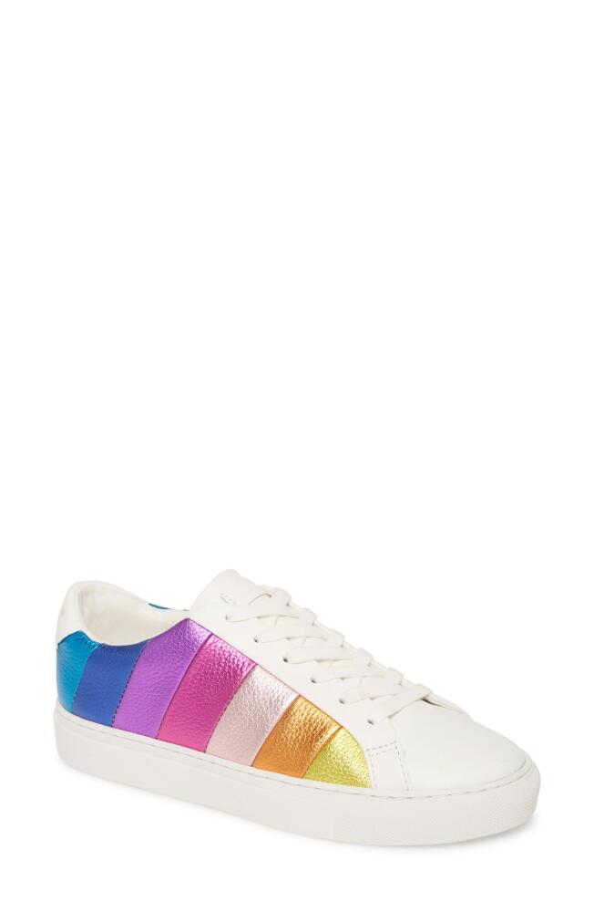 Kurt Geiger London Rainbow Shop Lane Sneaker in White Leather/rainbow Stripe Cover