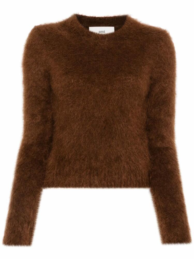 AMI Paris brushed-knit sweater - Brown Cover