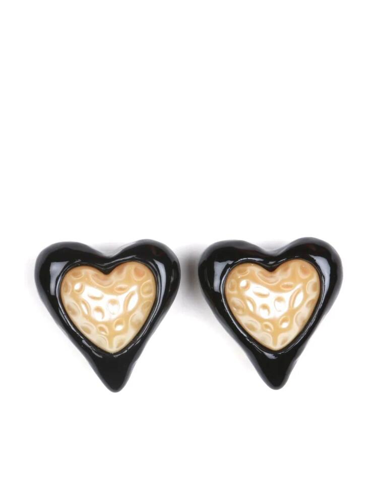 JULIETTA heart-shaped stud earrings - Black Cover