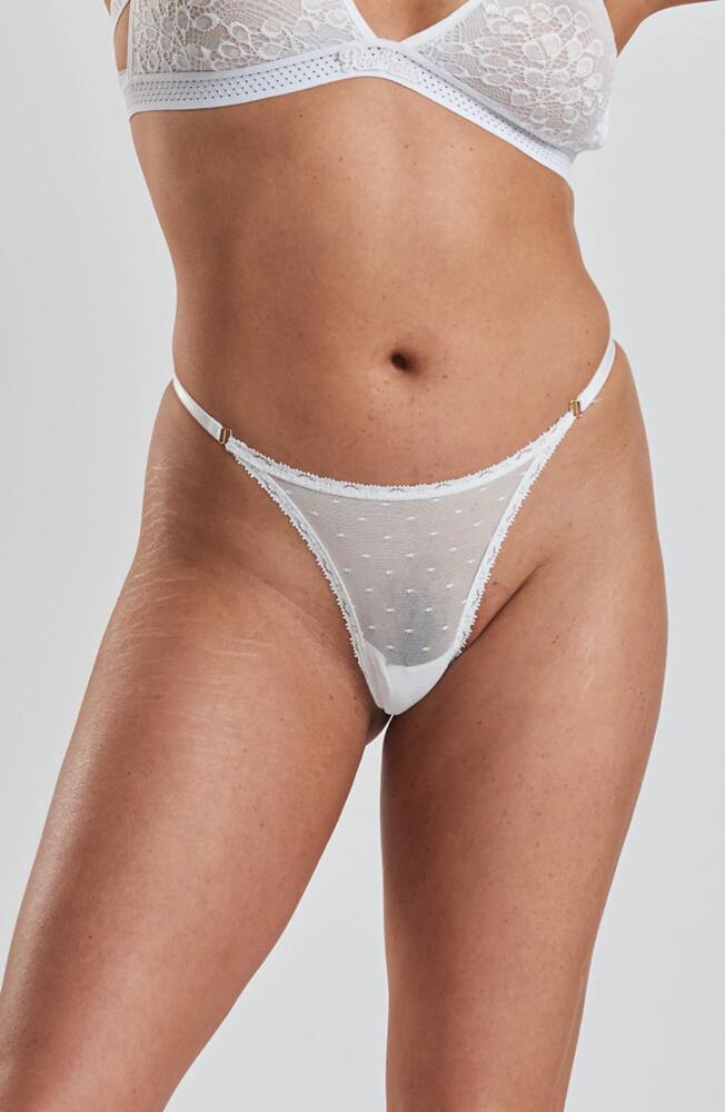 PEACHAUS Matsu Recycled-Lace Low-Rise Thong in Glacier White Cover