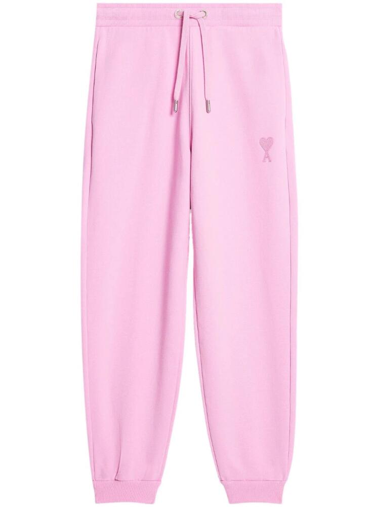 AMI Paris embroidered-logo cotton track pants - Pink Cover