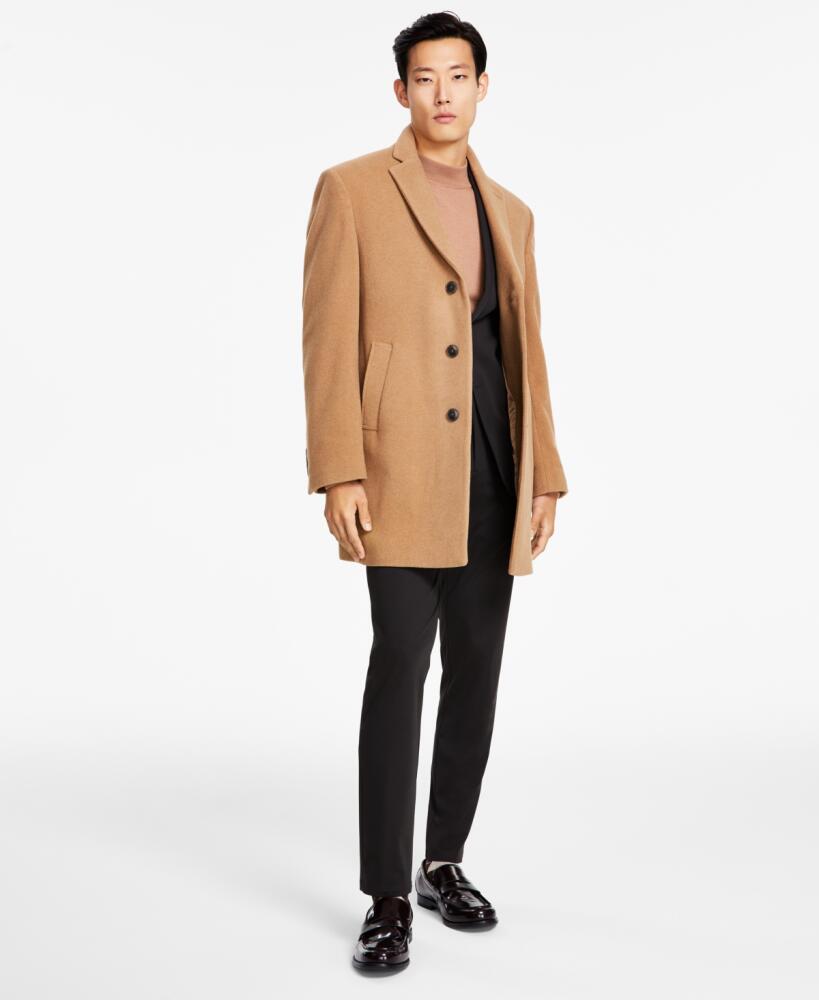 Calvin Klein Men's Prosper Wool-Blend Slim Fit Overcoat - Camel Cover