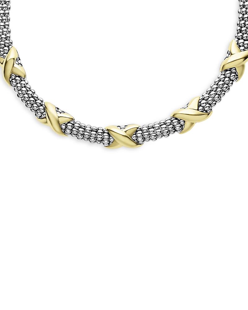 Lagos 18K Yellow Gold & Sterling Silver Embrace Five Station X Caviar Collar Necklace, 16 Cover