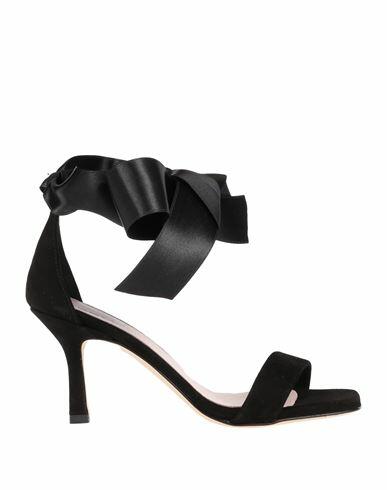 Luca Valentini Woman Sandals Black Leather Cover