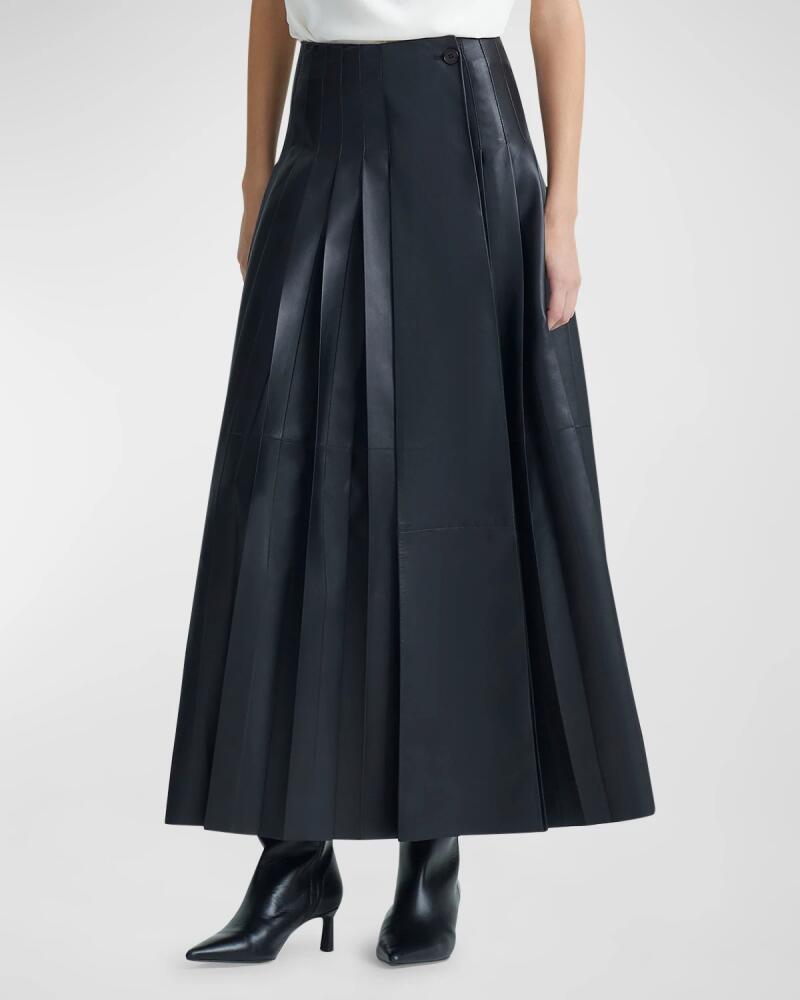 Altuzarra Frankie Pleated Leather Maxi Skirt Cover