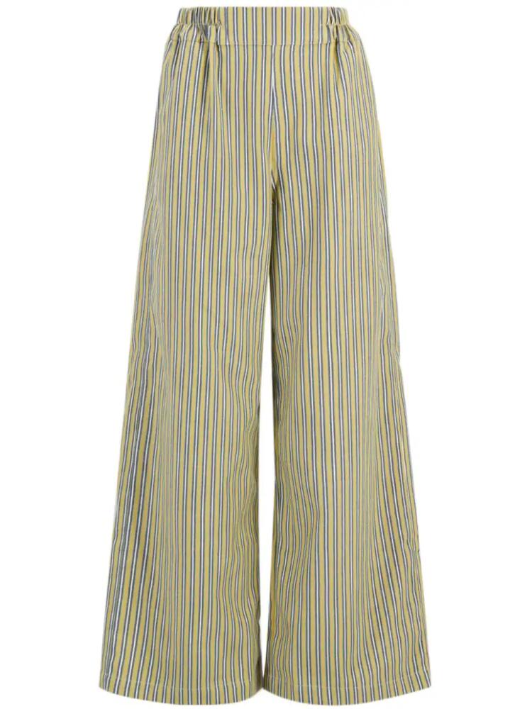 PAULA striped high-waisted trousers - Green Cover