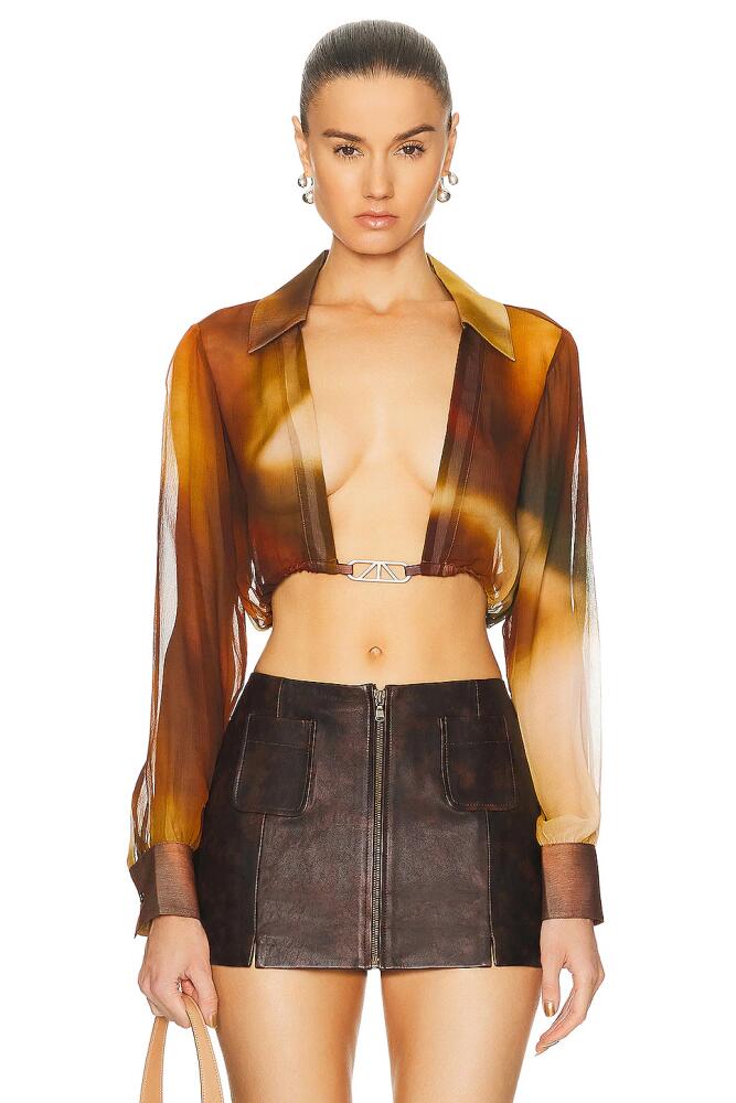 RTA Cropped Shirt in Brown Cover