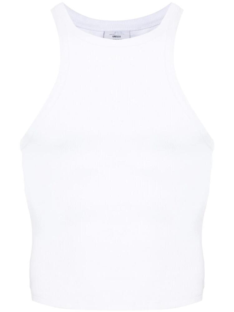 VETEMENTS logo-embroidered ribbed tank top - White Cover