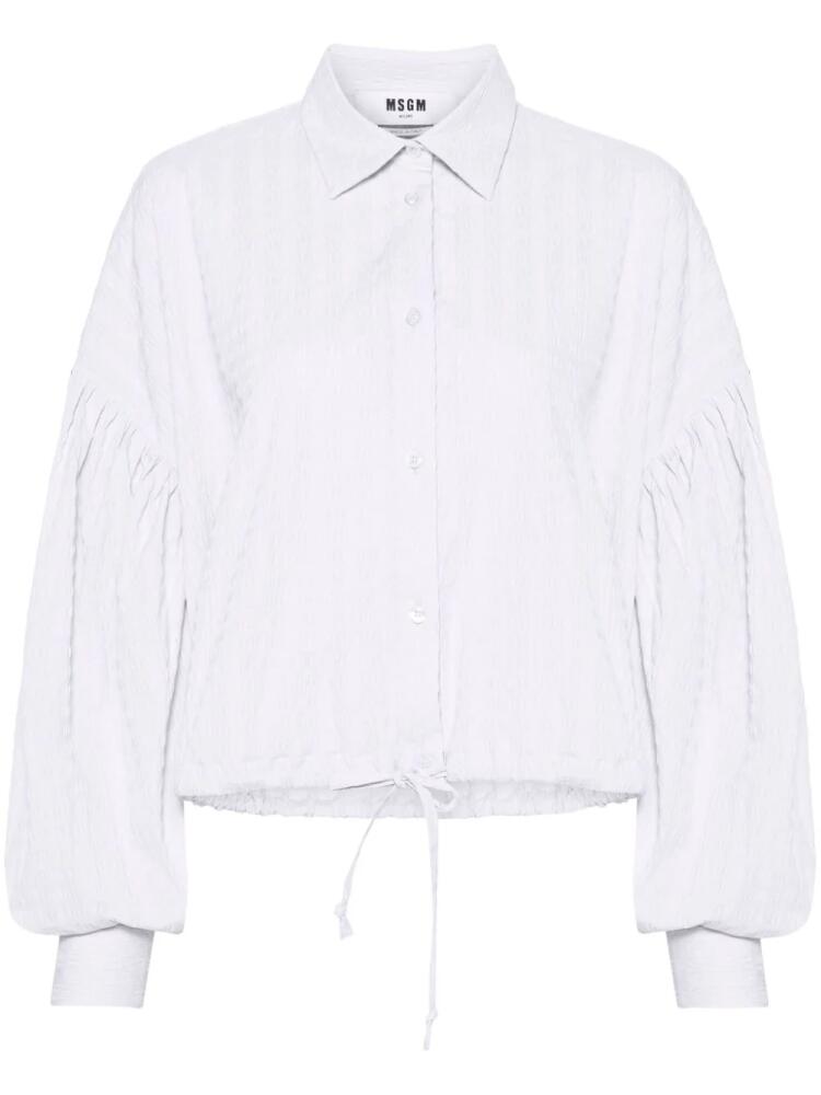 MSGM drawstring-hem seersucker shirt - White Cover