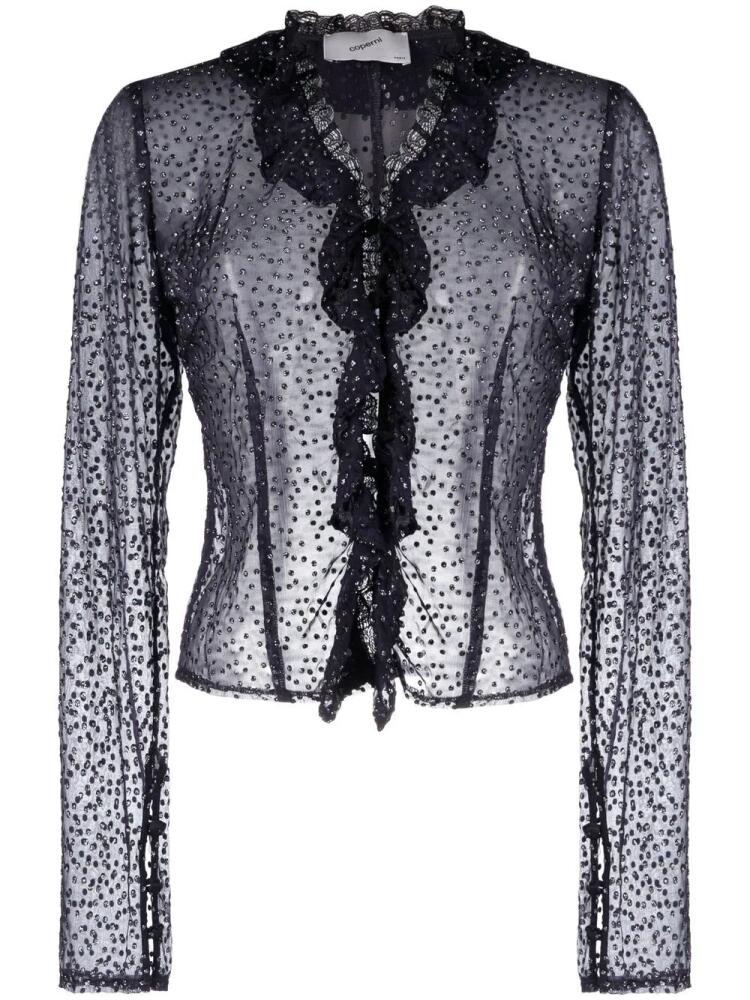 Coperni crystal embellished sheer blouse - Blue Cover