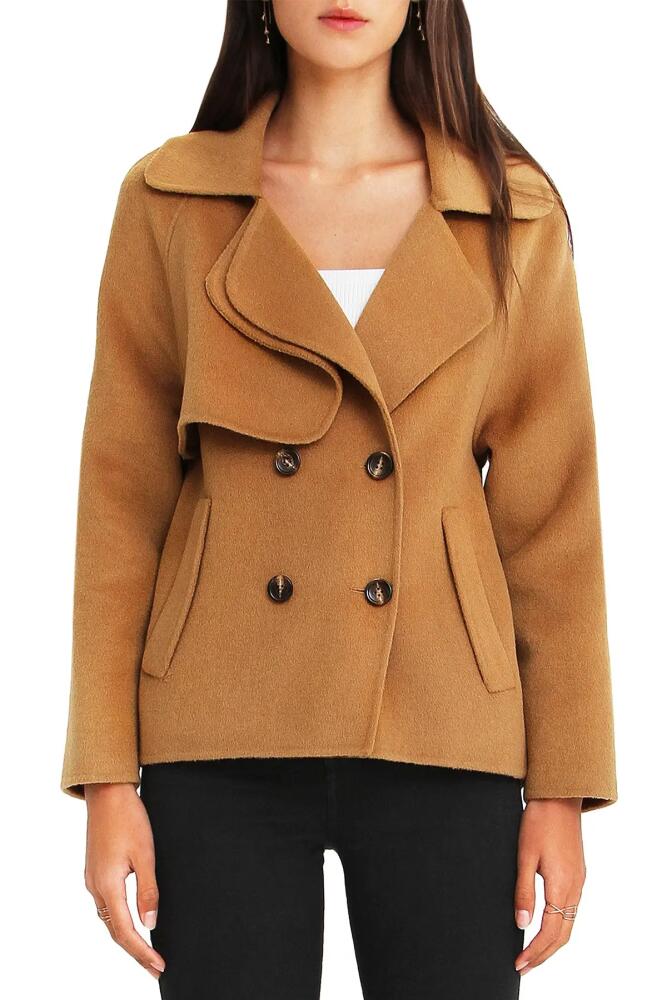 Belle & Bloom I'm Yours Double Breasted Wool Blend Coat in Camel Cover