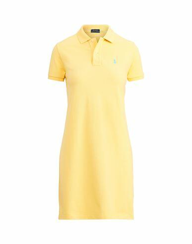 Polo Ralph Lauren Cotton Mesh Polo Dress Woman Mini dress Yellow Cotton Cover