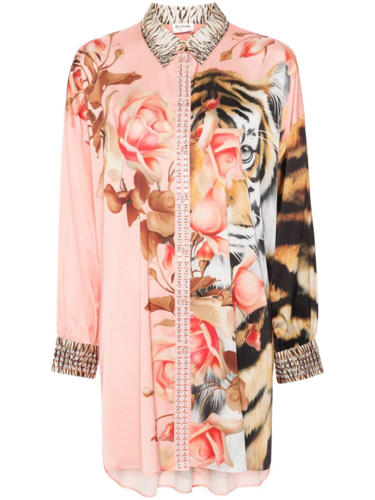 Blugirl floral tiger satin shirt - Pink Cover