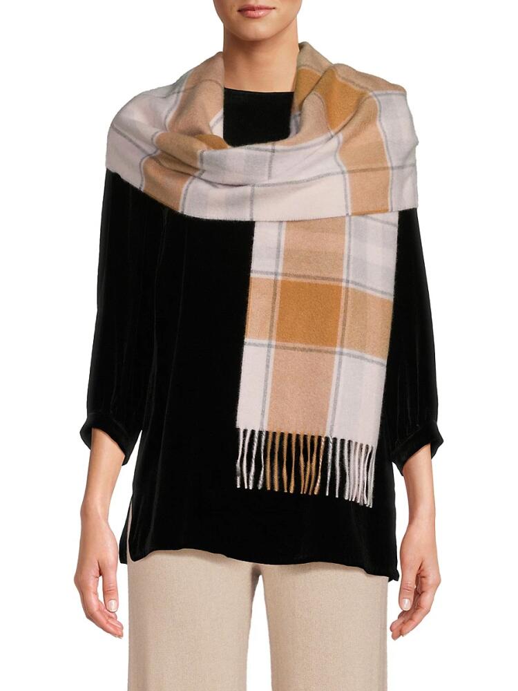 Saks Fifth Avenue Women's Plaid Cashmere Scarf - Pink Cream Cover